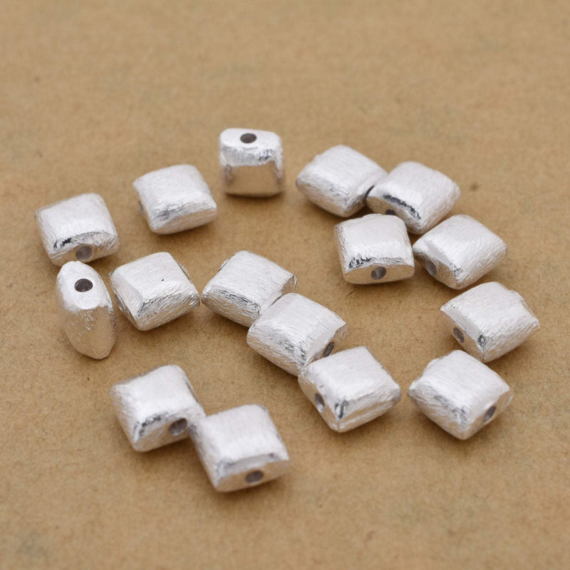 Silver Plated 6mm Square Cushion Spacer Beads