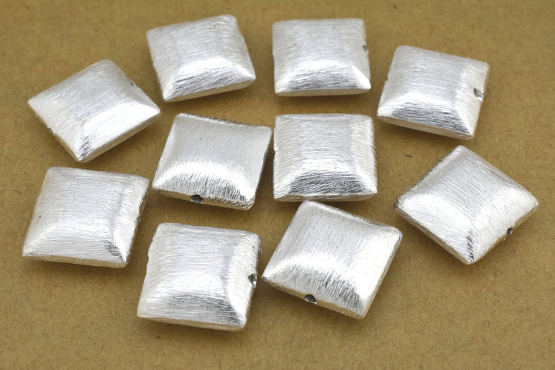 Silver Plated 14mm Square Cushion Spacer Beads