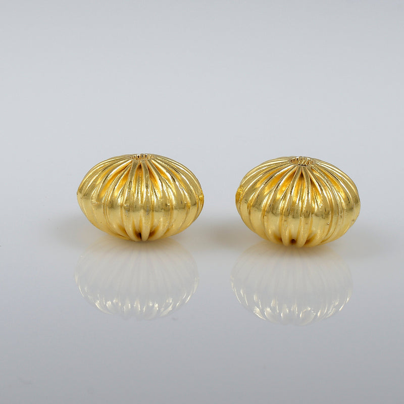Gold Plated 19mm Corrugated Saucer Spacer Beads