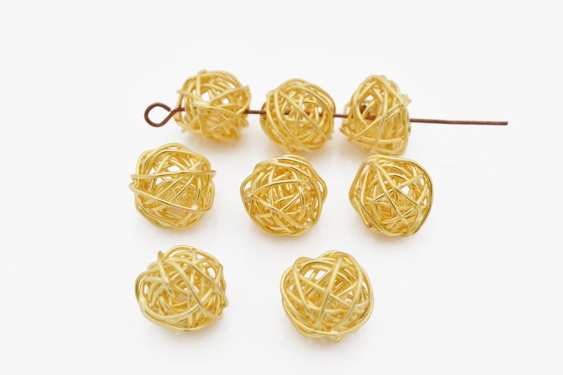 Gold Wire Round Ball Beads For Jewelry Makings 