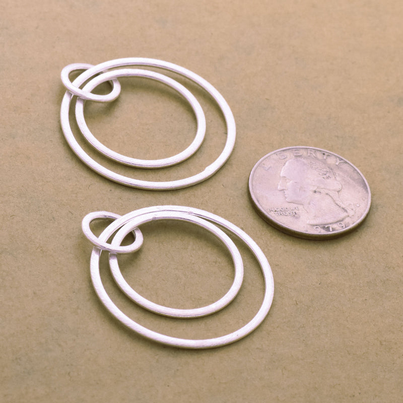 Silver Brushed Connector Rings Link charms For Jewelry Makings 
