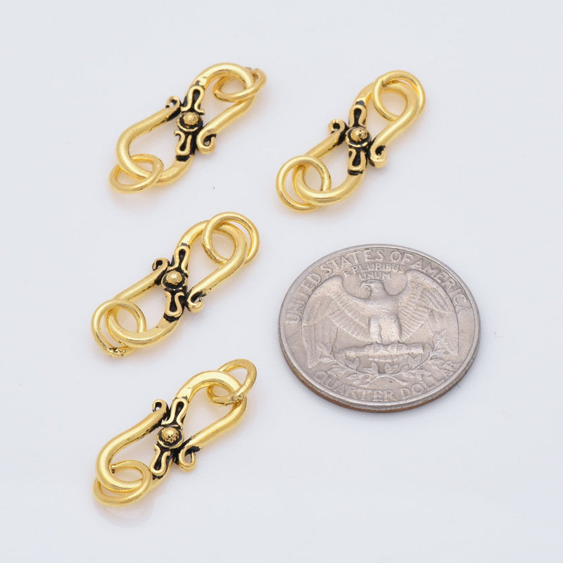 Antique Gold Plated S Hook Clasps - 30mm