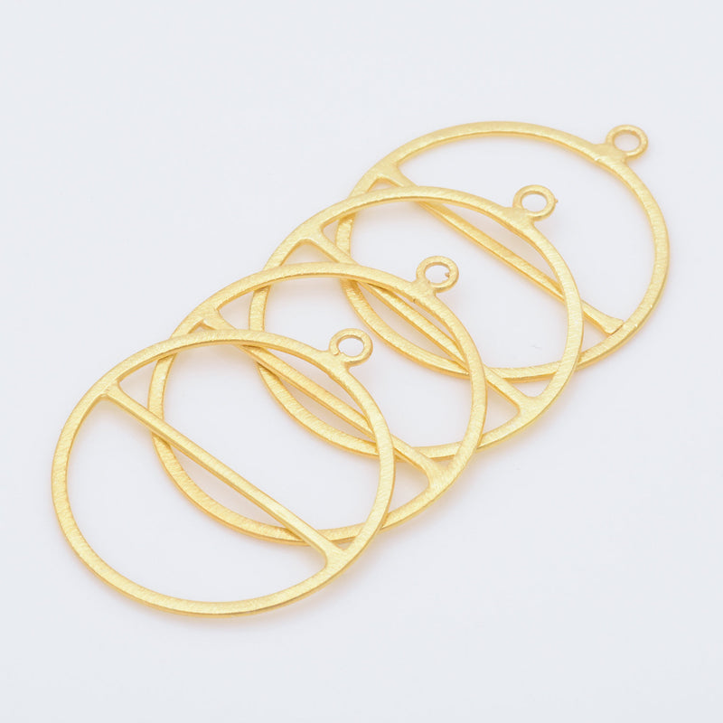 Gold Plated Round Earring Connector Charms