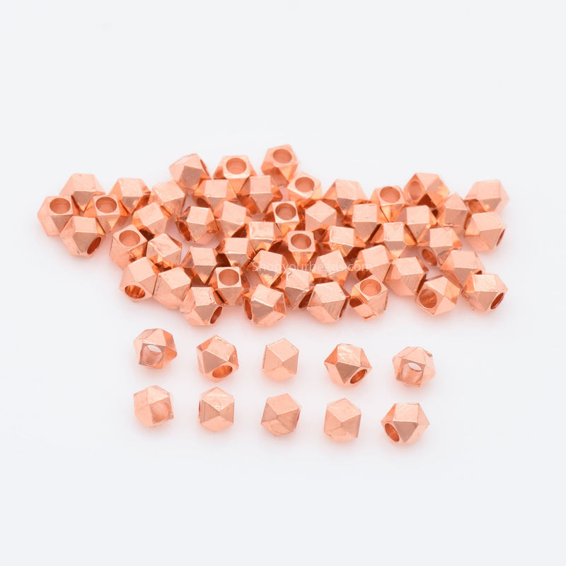 Copper 4mm Faceted Diamond Cut Beads