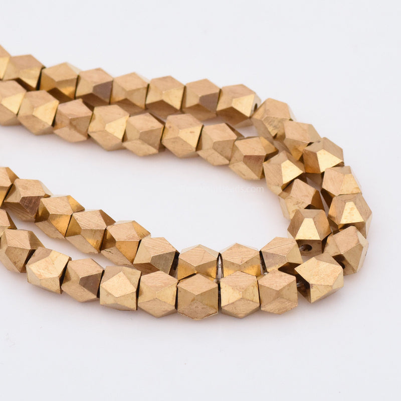 Raw Brass Faceted Diamond Cut Spacer Beads For Jewelry Makings 