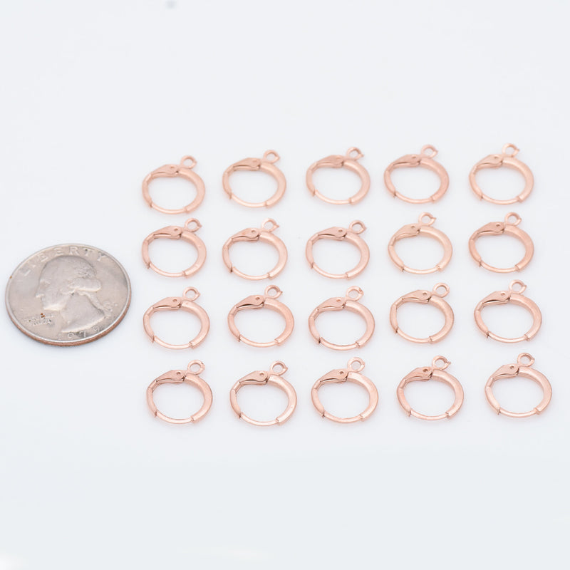 Rose Gold Plated Lever Back Ear Wire Hooks - 15mm