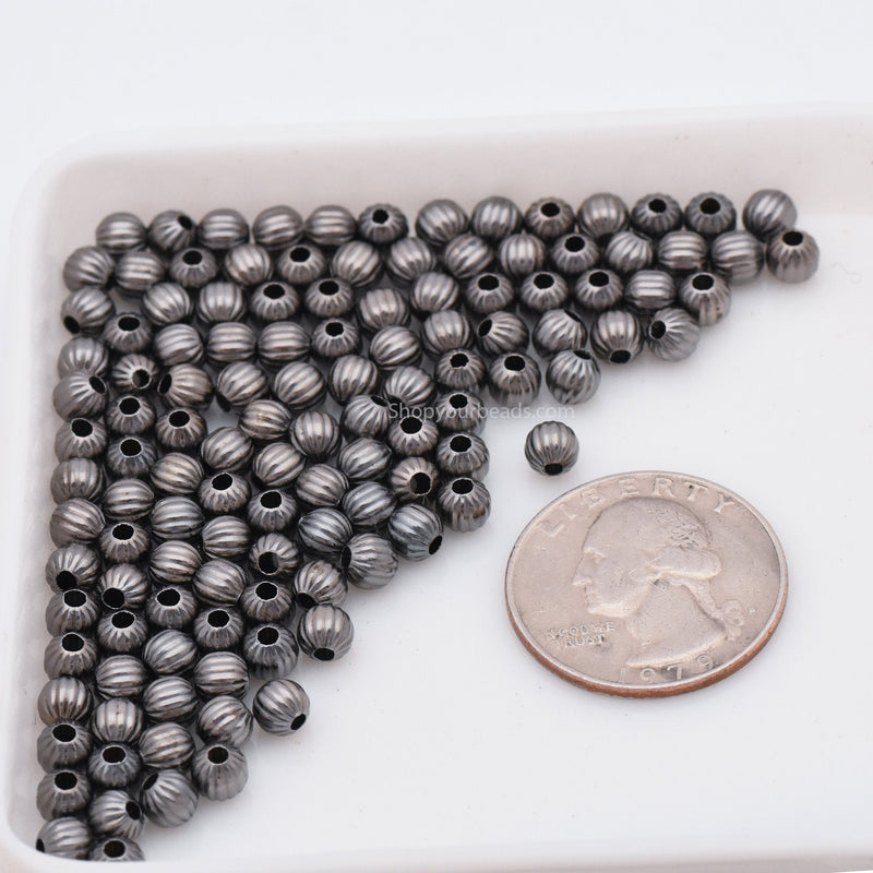 Black Gunmetal Plated 5mm Corrugated Ball Spacer Beads