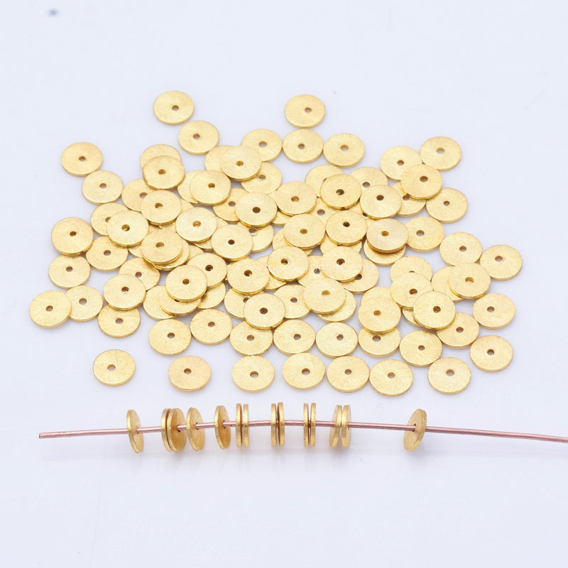 Golden Brushed Flat Spacers Heishi Disc Beads 