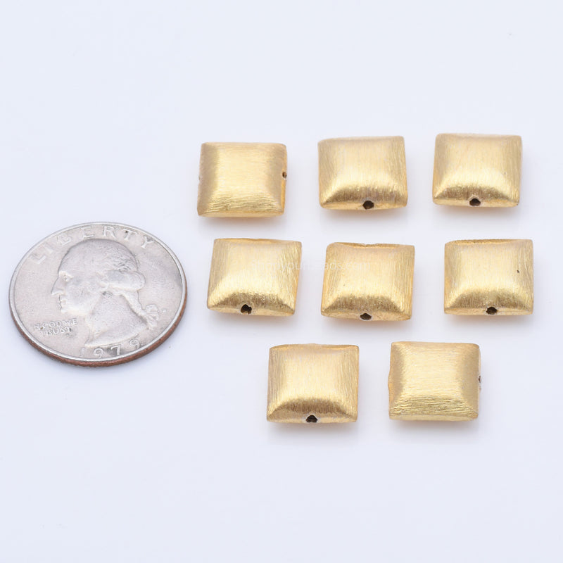 Gold Plated 12mm Square Cushion Spacer Beads