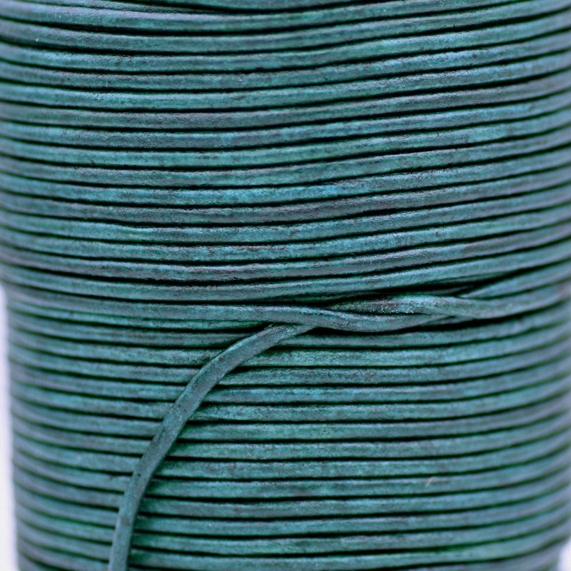 Vintage Teel Blue Leather Cord Round 