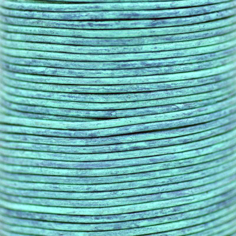 Vintage Turquoise Blue Matt Finish Leather Cord Round