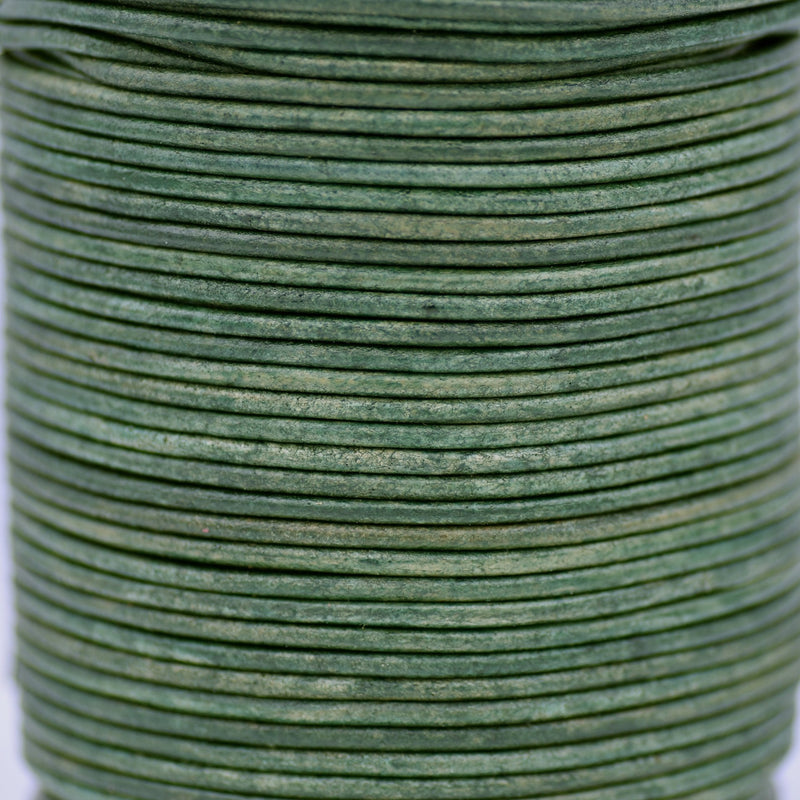 Leather Cord Antique Green Distressed Round  For DIY Jewelry 
