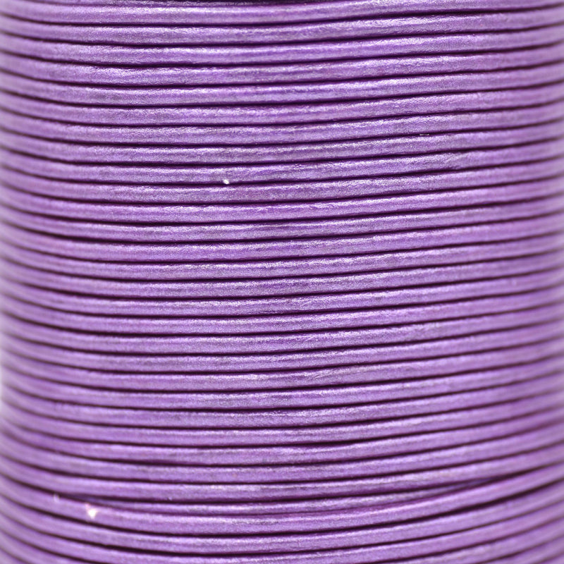 Berry Metallic Purple Leather Cord Round