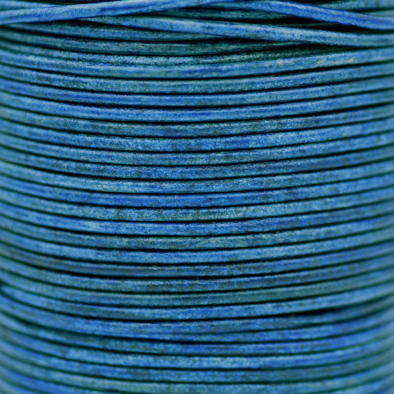 Vintage Ink Blue Matt Finish Leather Cord Round For DIY Jewelry 