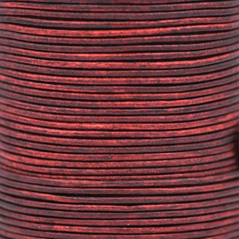 Red Wine Color Leather Cord Round