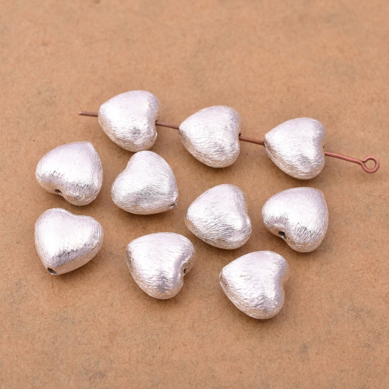 Silver Plated Heart Shape Spacer Beads - 10mm