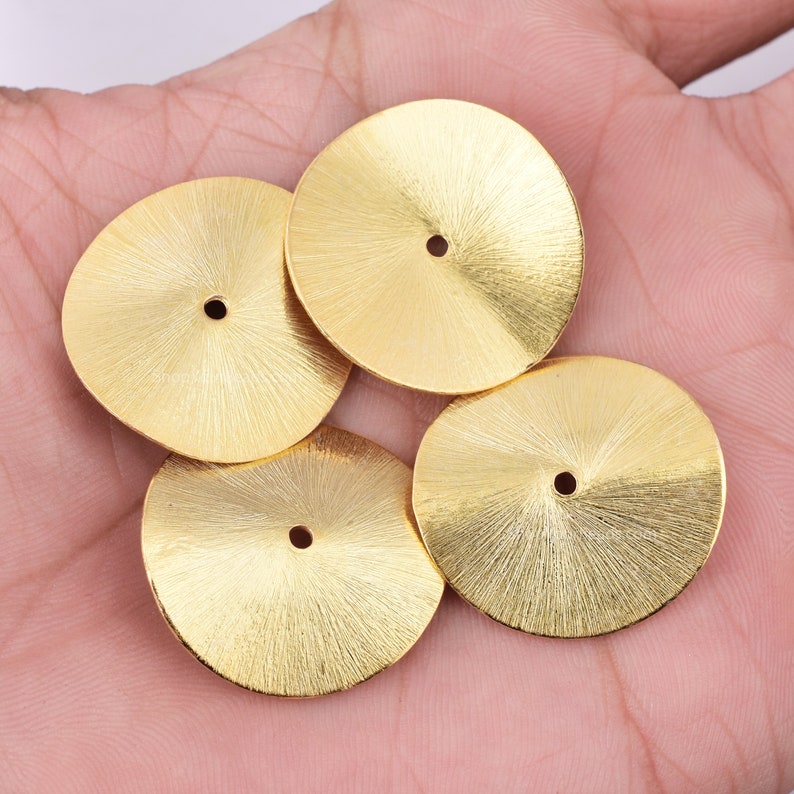 Gold Plated Wavy Disc Spacer Beads - 26mm