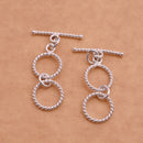 2 Rings Silver Plated Extendable Toggle T Bar Clasps