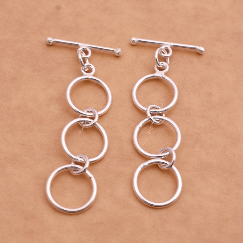 3 Rings Silver Plated Extendable Toggle T Bar Clasps