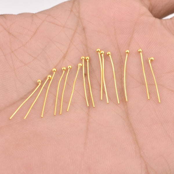 20mm Gold Plated 24 AWG Ball Head Pins