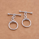 Silver Plated Toggle T Bar Rope Bali Clasps