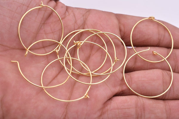 Gold Plated Earring Hoop Ear Hooks - 30mm