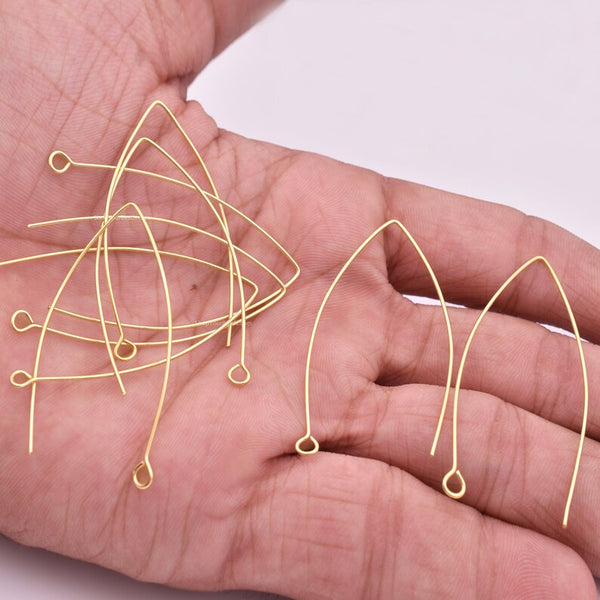 Gold Plated Ear Wire Hooks - 50mm