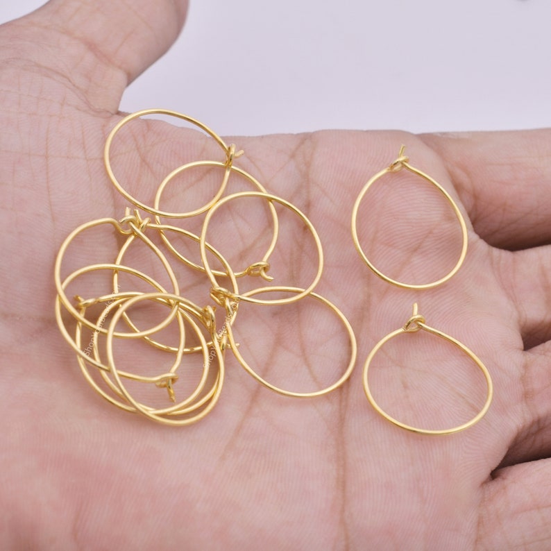 20mm Gold Plated Round Earring Hoop Hooks Wires- 30pc