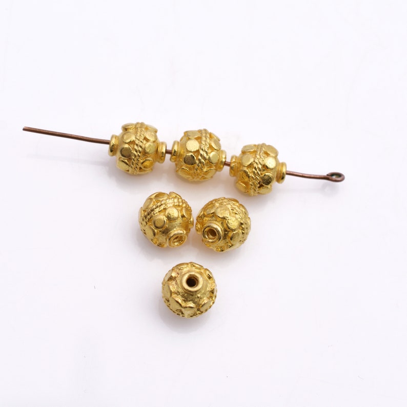 8mm Gold Plated Bali Ball Beads - 6pcs