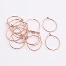 20mm Rose Gold Round Earring Hooks Wires - 30pc
