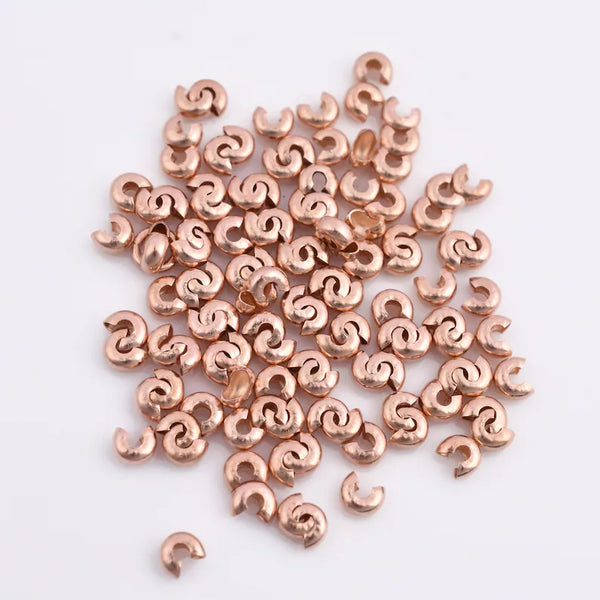 Rose Gold Plated Crimp Cover Component - 4mm