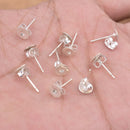 6mm Silver Plated Flat Pad Earrings Studs - 44pcs