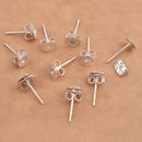 6mm Silver Plated Flat Pad Earrings Studs - 44pcs