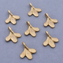 Raw Brass Leaf Nature Pendant Charms For Jewelry / Macrame Makings 