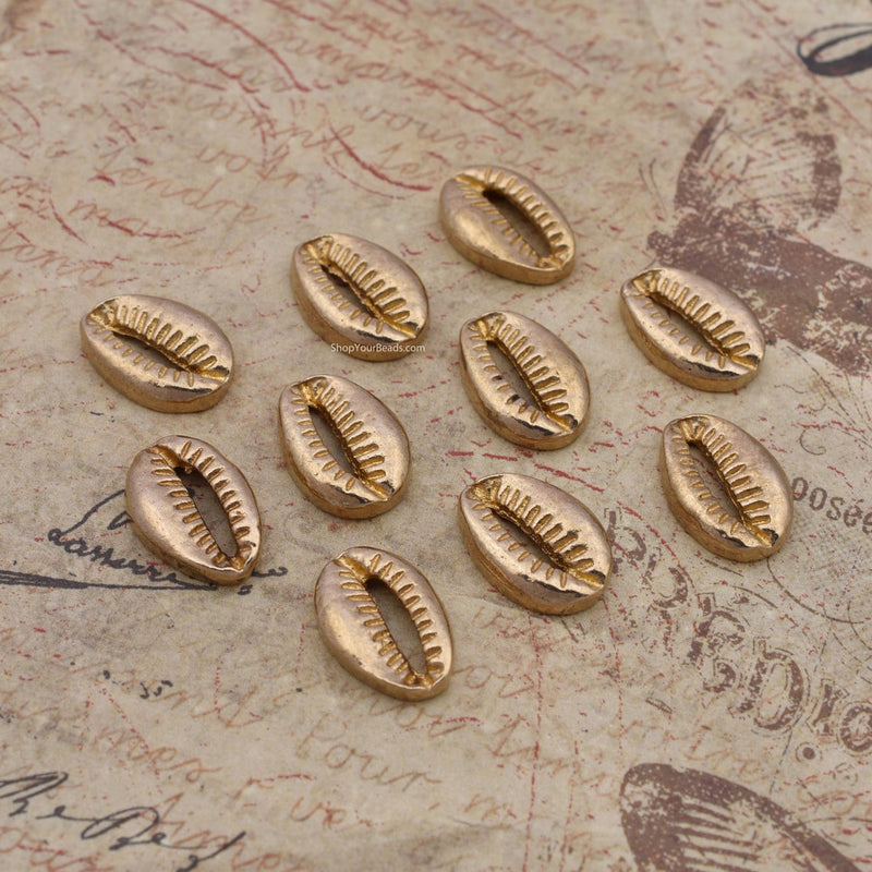 Raw Brass Shell Pendant Charms For Jewelry / Macrame  Makings 