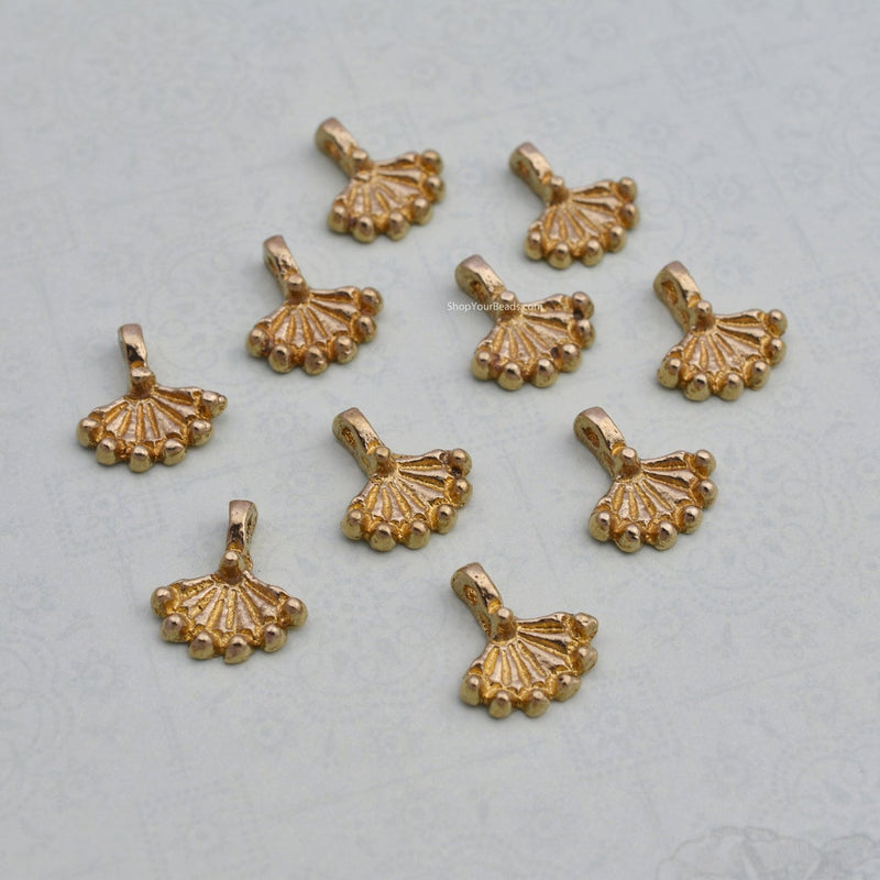 Raw Brass Half Flower Ethnic Charms For Jewelry Macrame Makings 