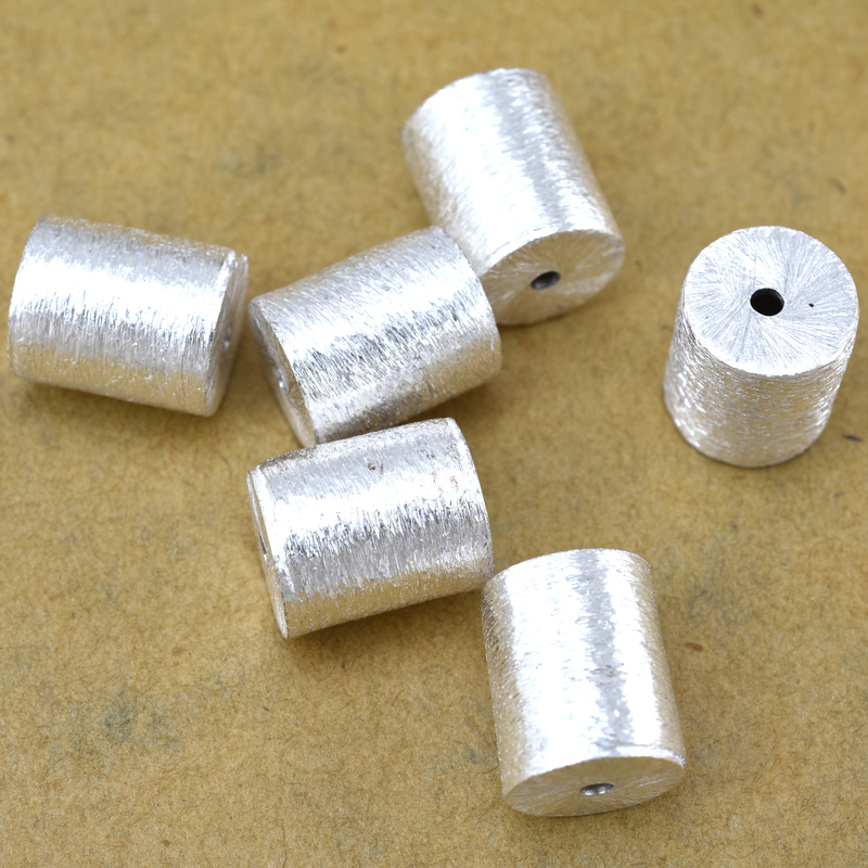 Silver Brushed Spacers Barrel Beads For Jewelry Makings 