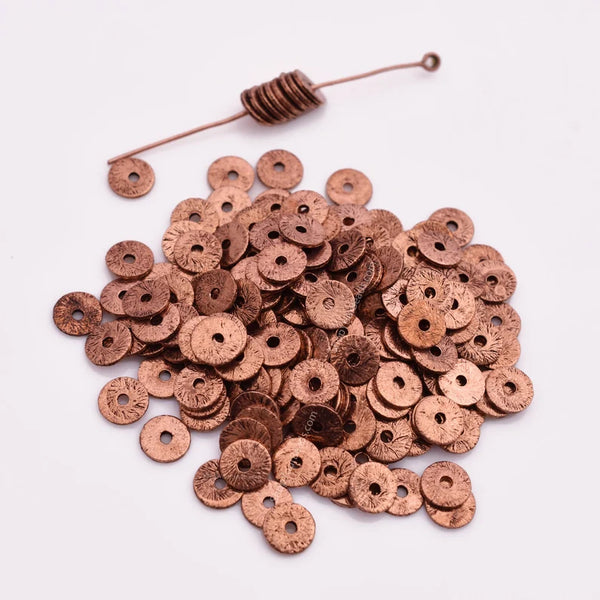 Antique Copper Flat Disc Spacer Beads - 6mm