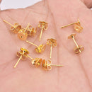 6mm Gold Plated Flat Pad Earrings Studs - 40pcs
