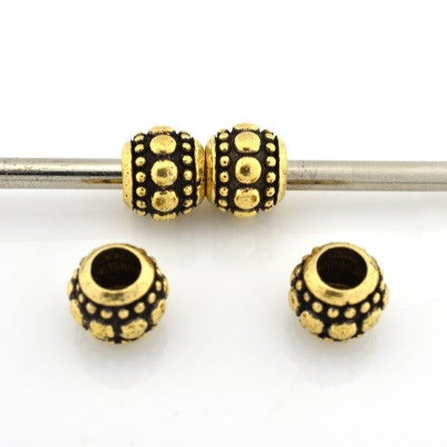 9mm Antique Gold Plated Bali Spacer Beads - 4pc