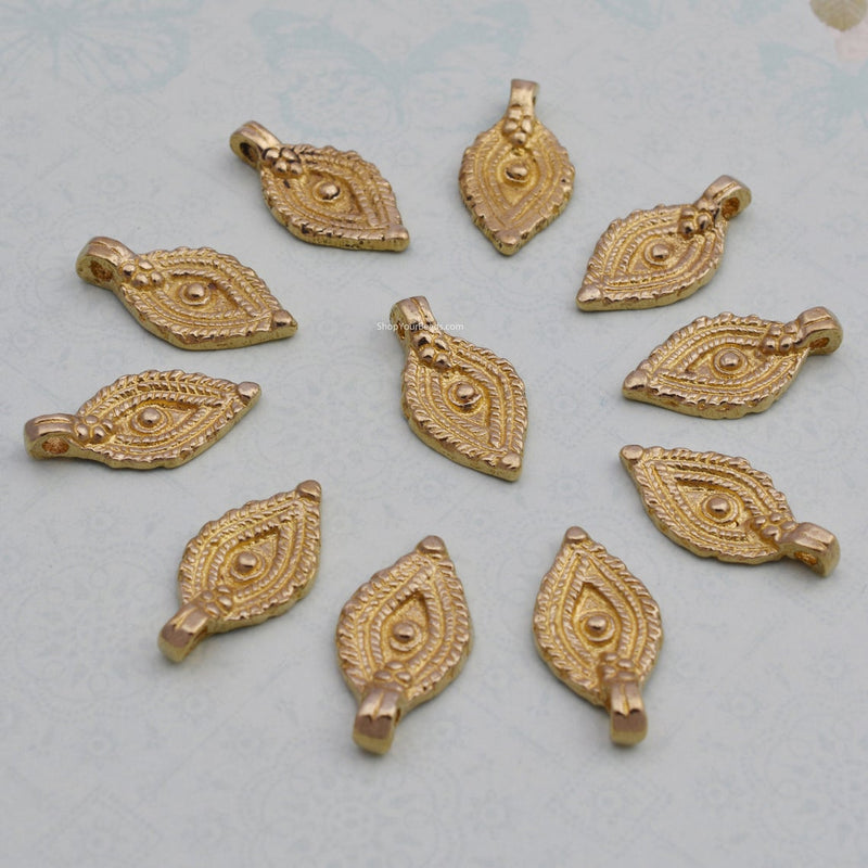 Raw Brass Tribal Boho Pendant Charms For Jewelry / Macrame Makings 