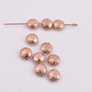 Rose Gold Plated 8mm Hammered Saucer Spacer Beads
