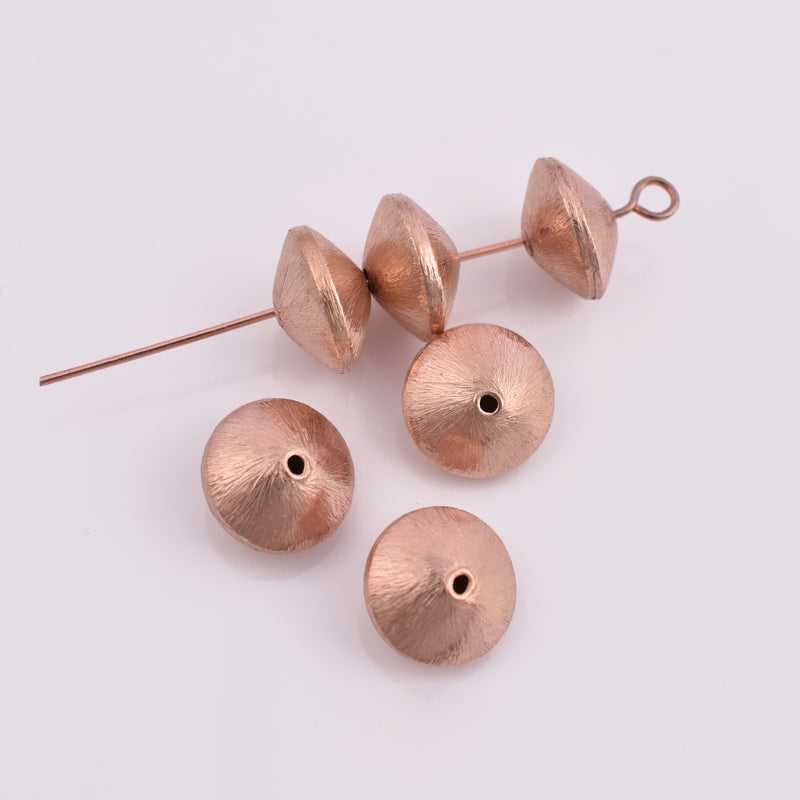 Rose Gold Plated 12mm Bi-cone Saucer Spacer Beads