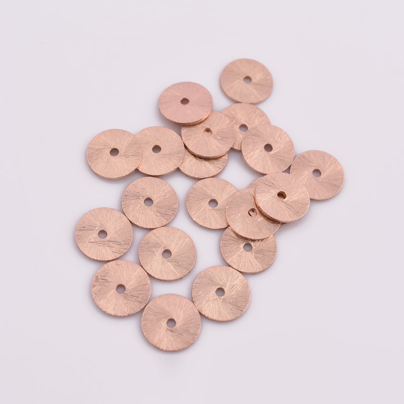 Rose Gold Plated Flat Disc Heishi Spacer Beads - 10mm