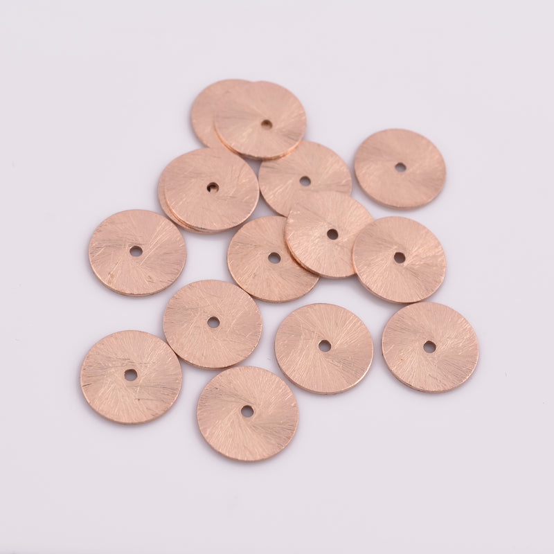 Rose Gold Plated Heishi Flat Disc Spacer Beads - 12mm