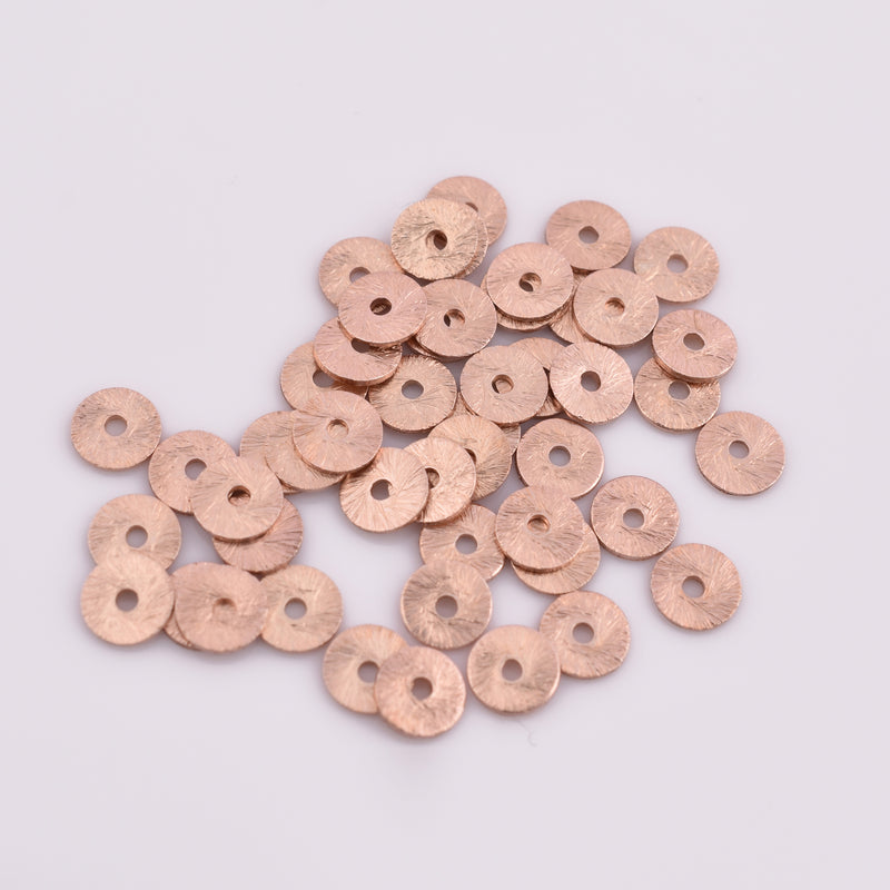 Rose Gold Plated Heishi Flat Disc Spacer Beads - 6mm