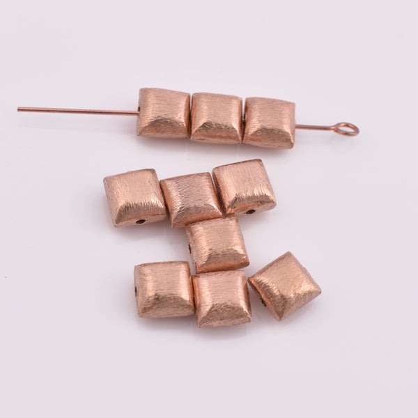 Rose Gold Plated 8mm Square Cushion Spacer Beads