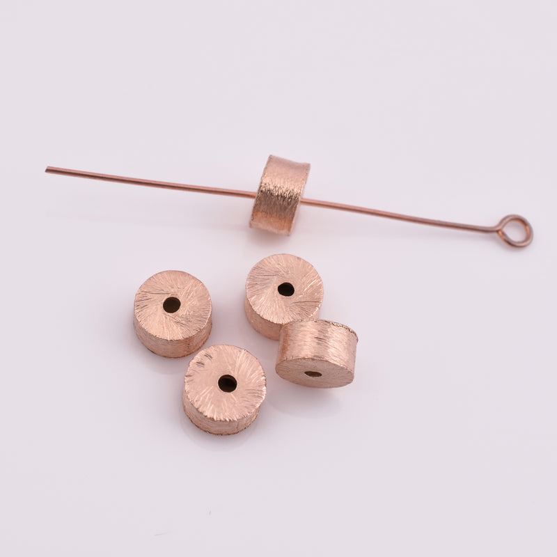 Rose Gold Plated Cylinder Barrel Drum Beads - 4x8mm