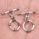 Antique Silver Plated Toggle T Bar Rope Bali Clasps - 17mm