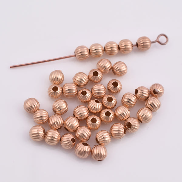 Rose Gold Plated 5mm Corrugated Ball Spacer Beads